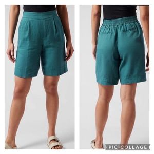 Athleta Teal Playa Linen Bermuda Shorts Size 6